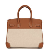 Hermes Birkin 30 Ecru Toile H Canvas and Gold Swift Palladium Hardware