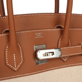 Hermes Birkin 30 Ecru Toile H Canvas and Gold Swift Palladium Hardware
