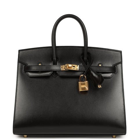 Hermes Birkin Sellier 25 Black Box Gold Hardware