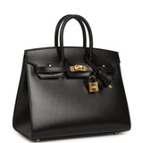 Hermes Birkin Sellier 25 Black Box Gold Hardware