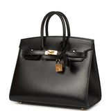 Hermes Birkin Sellier 25 Black Box Gold Hardware