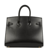Hermes Birkin Sellier 25 Black Box Gold Hardware