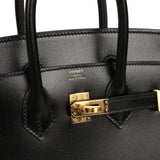 Hermes Birkin Sellier 25 Black Box Gold Hardware