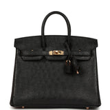 Hermes Birkin 25 Black Ostrich Rose Gold Hardware - Thumbnail View 1
