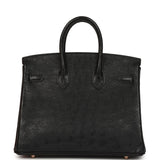 Hermes Birkin 25 Black Ostrich Rose Gold Hardware - Thumbnail View 4