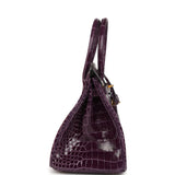 Hermes Birkin 30 Cassis Shiny Porosus Crocodile Gold Hardware