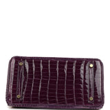 Hermes Birkin 30 Cassis Shiny Porosus Crocodile Gold Hardware