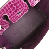 Hermes Birkin 30 Cassis Shiny Porosus Crocodile Gold Hardware