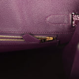 Hermes Birkin 30 Cassis Shiny Porosus Crocodile Gold Hardware