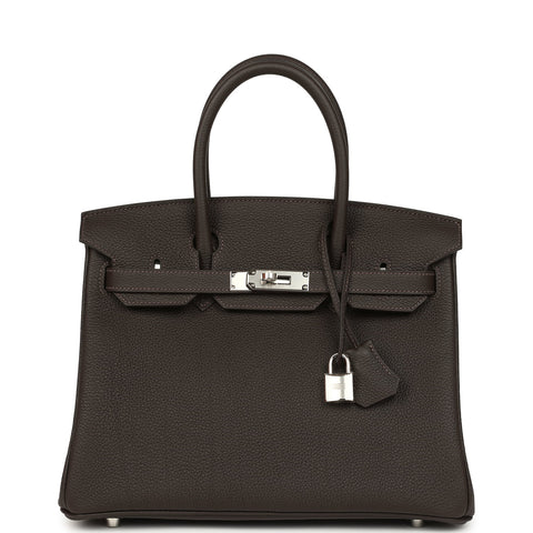 Hermes Birkin 30 Bai Brun Togo Palladium Hardware