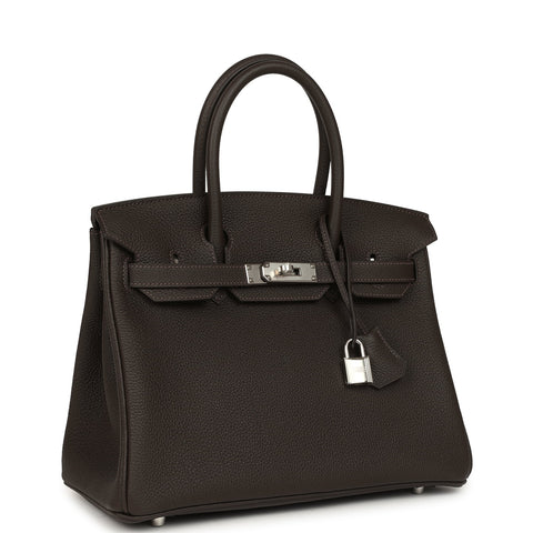 Hermes Birkin 30 Bai Brun Togo Palladium Hardware