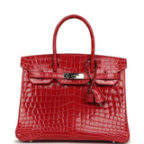 Pre-owned Hermes Birkin 30 Braise Shiny Niloticus Crocodile Palladium Hardware - Thumbnail View 1