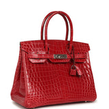 Pre-owned Hermes Birkin 30 Braise Shiny Niloticus Crocodile Palladium Hardware - Thumbnail View 2