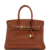 Pre-owned Hermes Birkin 30 Fauve Barenia Faubourg Gold Hardware - Thumbnail View 1