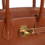 Pre-owned Hermes Birkin 30 Fauve Barenia Faubourg Gold Hardware - Thumbnail View 7