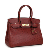 Pre-owned Hermes Birkin 30 Rouge H Ostrich Gold Hardware - Thumbnail View 2