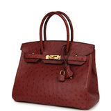 Pre-owned Hermes Birkin 30 Rouge H Ostrich Gold Hardware - Thumbnail View 5