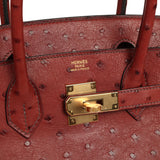 Pre-owned Hermes Birkin 30 Rouge H Ostrich Gold Hardware - Thumbnail View 7