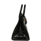 Hermes Birkin 25 Black Shiny Niloticus Crocodile Gold Hardware - Thumbnail View 3