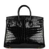 Hermes Birkin 25 Black Shiny Niloticus Crocodile Gold Hardware - Thumbnail View 4