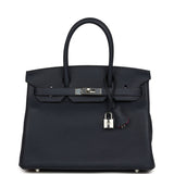 Hermes Birkin 30 Bleu Nuit Verso Togo Palladium Hardware