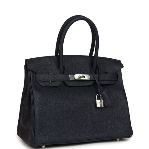 Hermes Birkin 30 Bleu Nuit Verso Togo Palladium Hardware