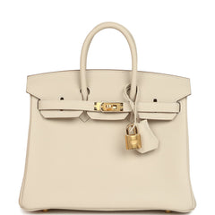 Hermes Birkin 25 Craie Togo Gold Hardware