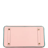 Pre-owned Hermes Special Order (HSS) Birkin 30 Rose Sakura and Bleu Paon Chevre Mysore Gold Hardware - Thumbnail View 6