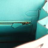 Pre-owned Hermes Special Order (HSS) Birkin 30 Rose Sakura and Bleu Paon Chevre Mysore Gold Hardware - Thumbnail View 9