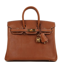 Pre-owned Hermes Birkin 25 Fauve Barenia Faubourg Gold Hardware