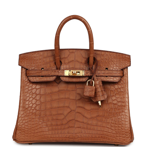 Hermes Birkin 25 Gold Matte Alligator Gold Hardware