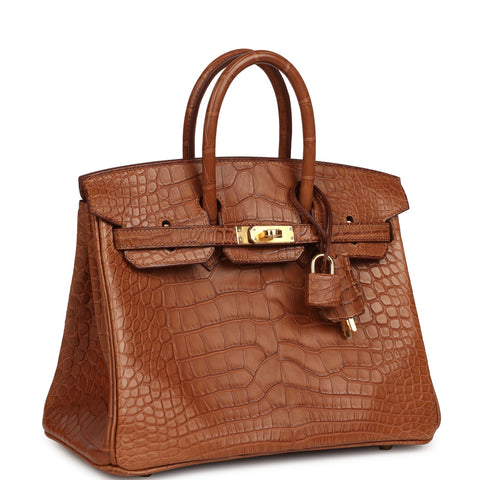 Hermes Birkin 25 Gold Matte Alligator Gold Hardware