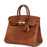 Hermes Birkin 25 Gold Matte Alligator Gold Hardware