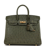 Pre-owned Hermes Birkin 25 Vert Veronese Ostrich Gold Hardware - Thumbnail View 1