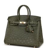 Pre-owned Hermes Birkin 25 Vert Veronese Ostrich Gold Hardware - Thumbnail View 5
