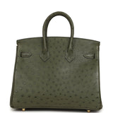 Pre-owned Hermes Birkin 25 Vert Veronese Ostrich Gold Hardware - Thumbnail View 4