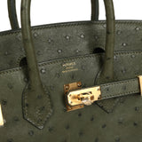 Pre-owned Hermes Birkin 25 Vert Veronese Ostrich Gold Hardware - Thumbnail View 7