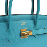 Pre-owned Hermes Birkin 35 Turquoise Togo Gold Hardware - Thumbnail View 7