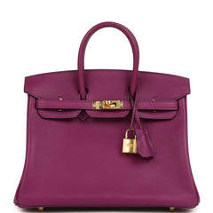 Pre-owned Hermes Birkin 25 Anemone Swift Gold Hardware