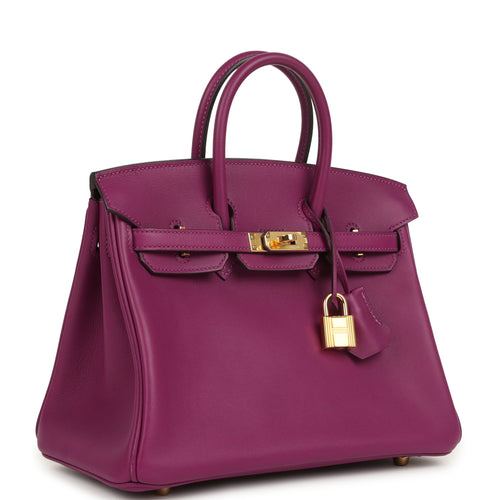 Pre-owned Hermes Birkin 25 Anemone Swift Gold Hardware