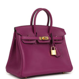 Pre-owned Hermes Birkin 25 Anemone Swift Gold Hardware