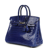 Pre-owned Hermes Birkin 25 Bleu Electric Shiny Niloticus Crocodile Palladium Hardware - Thumbnail View 5