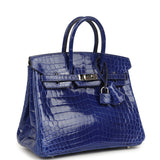 Pre-owned Hermes Birkin 25 Bleu Electric Shiny Niloticus Crocodile Palladium Hardware - Thumbnail View 2