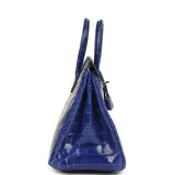 Pre-owned Hermes Birkin 25 Bleu Electric Shiny Niloticus Crocodile Palladium Hardware - Thumbnail View 3