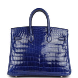 Pre-owned Hermes Birkin 25 Bleu Electric Shiny Niloticus Crocodile Palladium Hardware - Thumbnail View 4