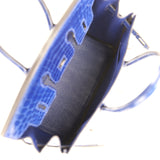 Pre-owned Hermes Birkin 25 Bleu Electric Shiny Niloticus Crocodile Palladium Hardware - Thumbnail View 8