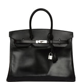 Vintage Hermes Birkin 35 Black Box Palladium Hardware - Thumbnail View 1