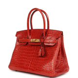 Hermes Birkin 30 Sanguine Shiny Porosus Crocodile Gold Hardware - Thumbnail View 5