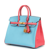 Hermes Special Order (HSS) Birkin 25 Celeste and Rose Lipstick Chevre Mysore Brushed Gold Hardware - Thumbnail View 5