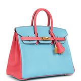 Hermes Special Order (HSS) Birkin 25 Celeste and Rose Lipstick Chevre Mysore Brushed Gold Hardware - Thumbnail View 2